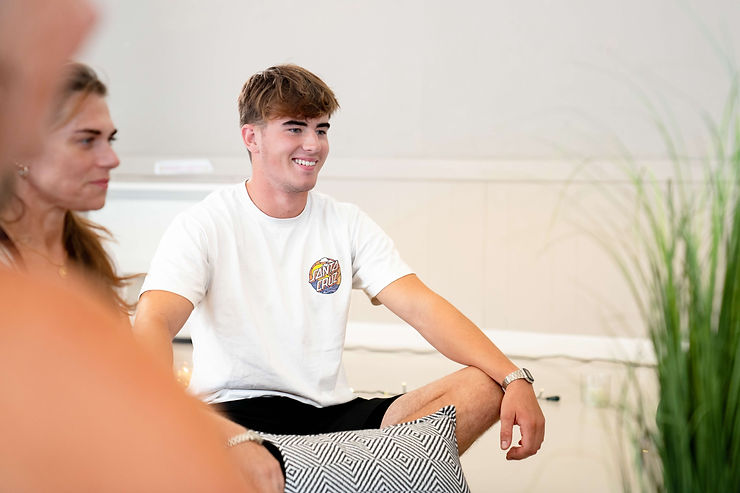 Customer taking part in a breathwork class in West Sussex by Dan and Karyn Hughes from Vitae Vi.