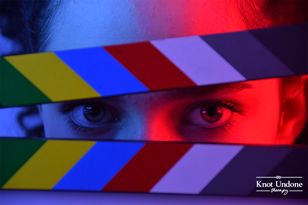 Eyes behind a clapboard